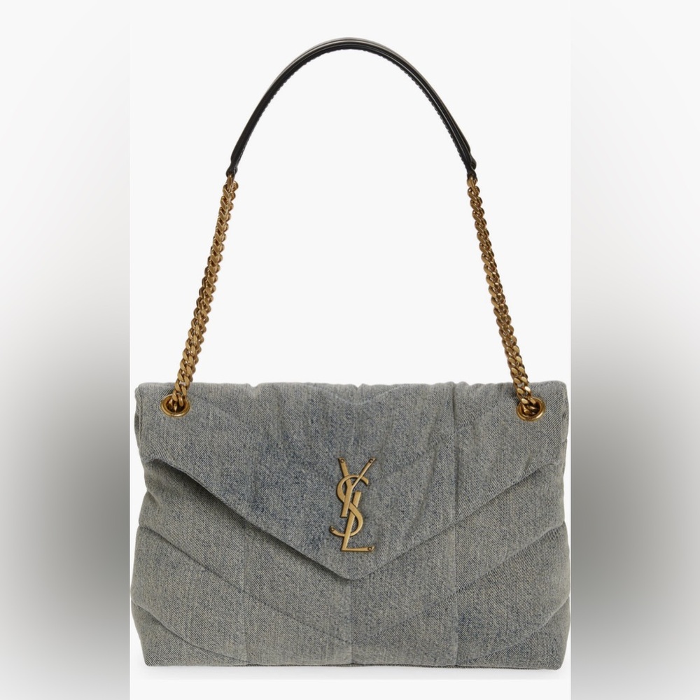 Saint Laurent Lou Quilted Denim Medium Bag NEW NWT